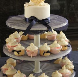 Engagement celebrated with mini rose toppers